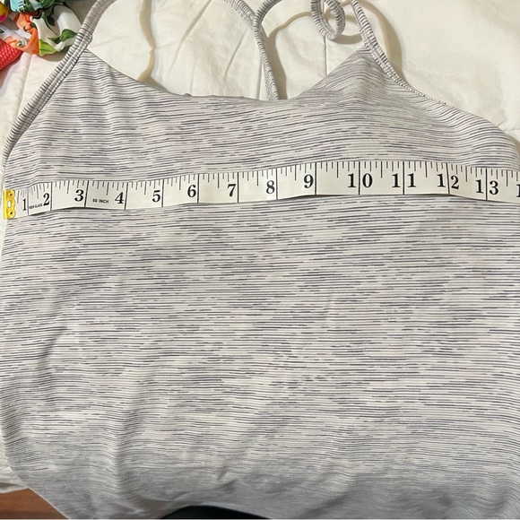 Lululemon power Y tank top heathered gray light and white size 6 space dye - Picture 13 of 14